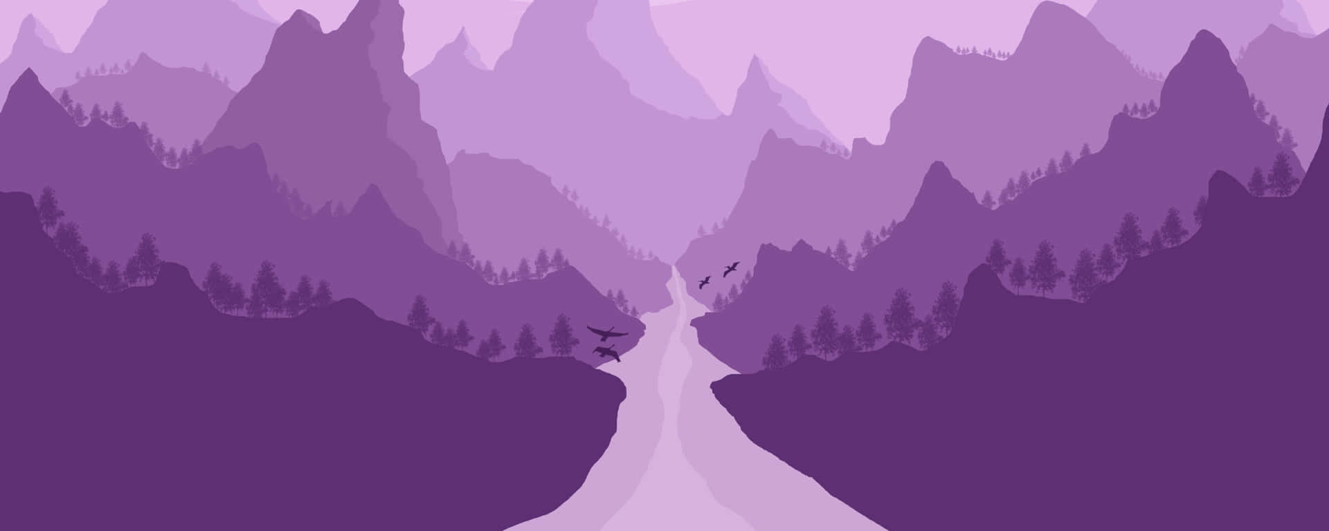 A Purple Mountain Landscape With A River Background