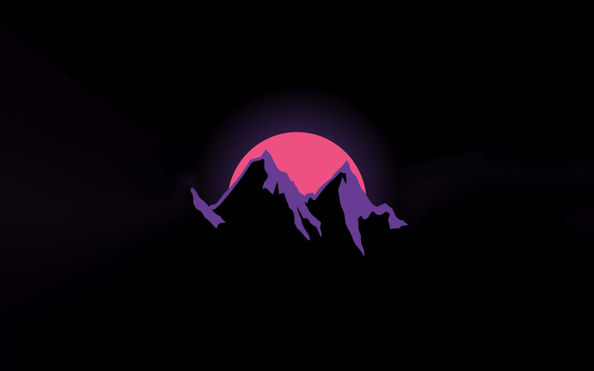 A Purple Mountain Silhouette With A Purple Moon Background
