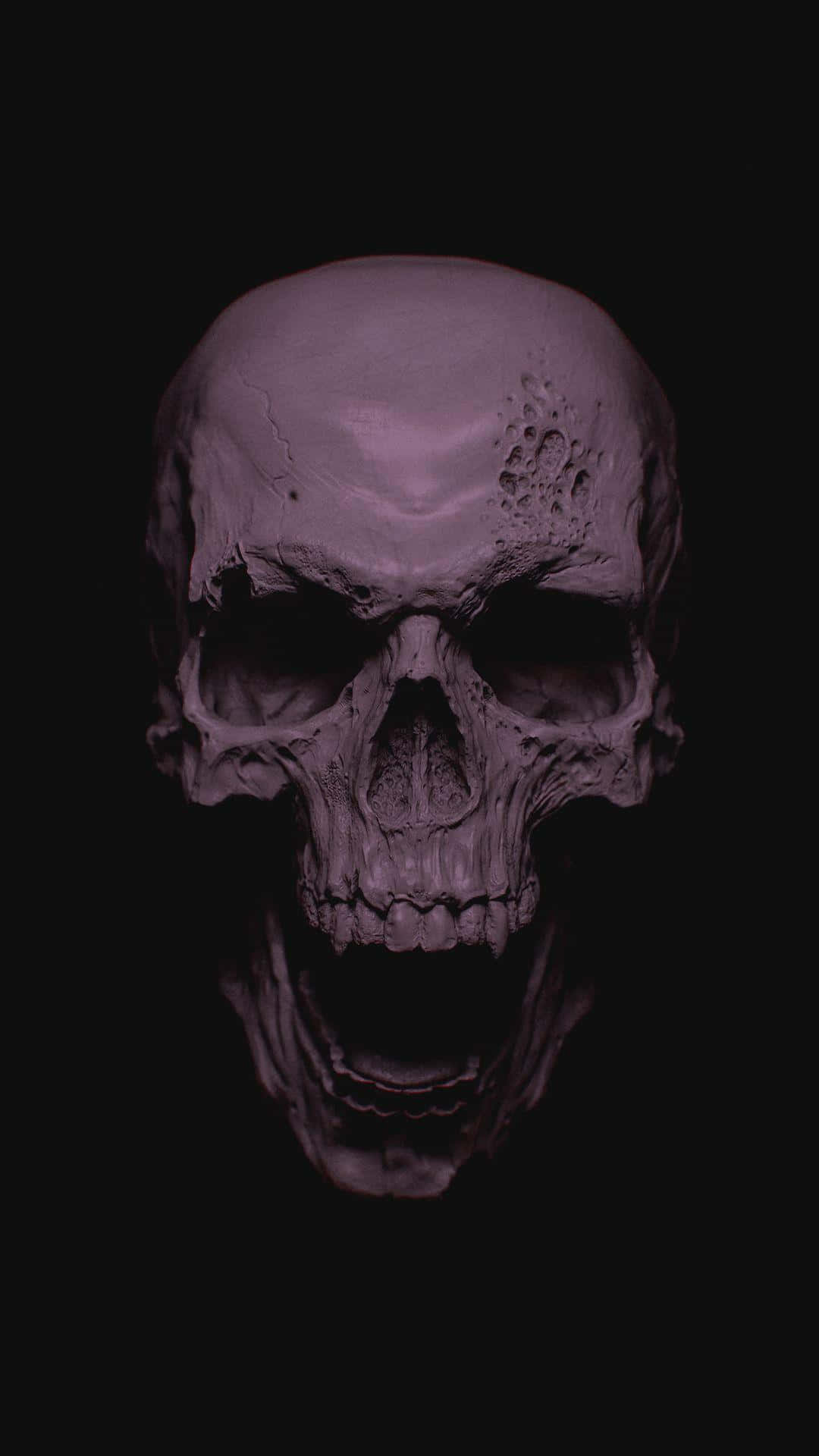 A Purple Skull With A Black Background Background