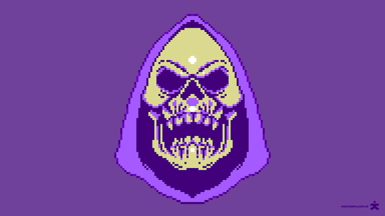A Purple Skull With A Purple Hood Background