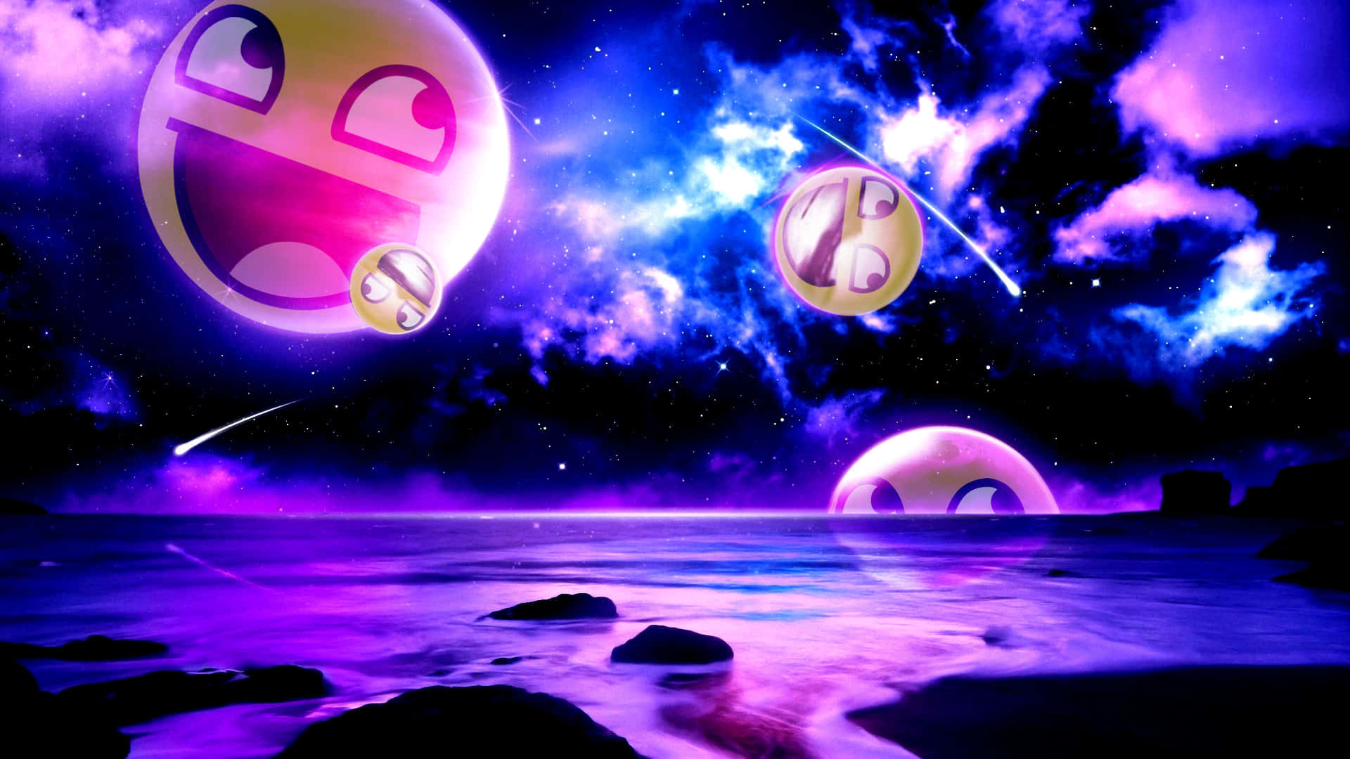 A Purple Sky With A Bunch Of Emoticions