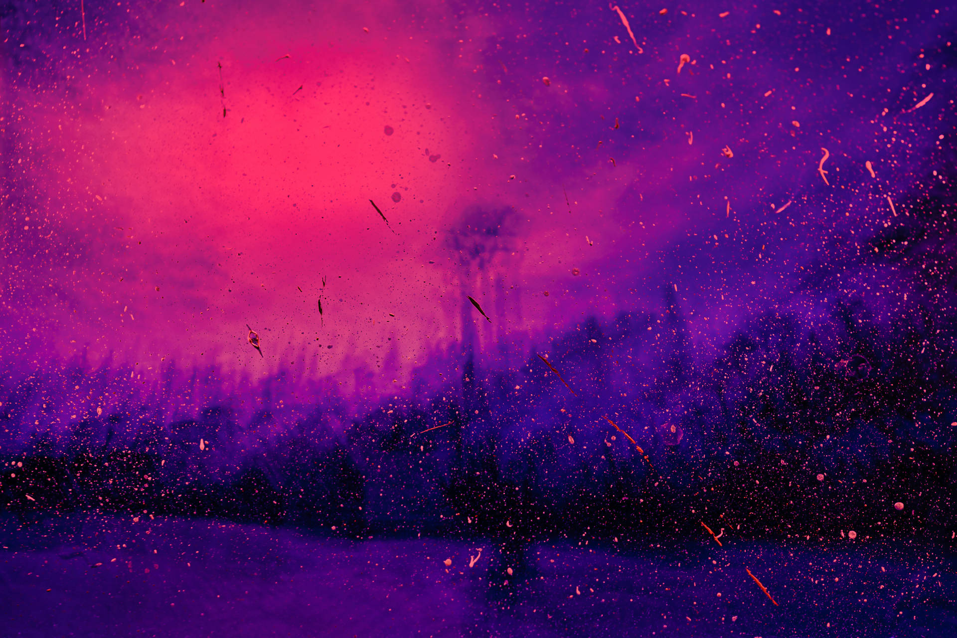 A Purple Sky With A Red Sun Background