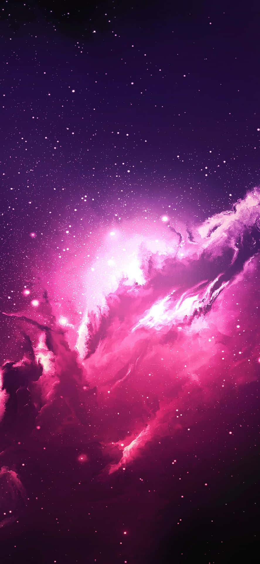 A Purple Space With Stars And Clouds Background