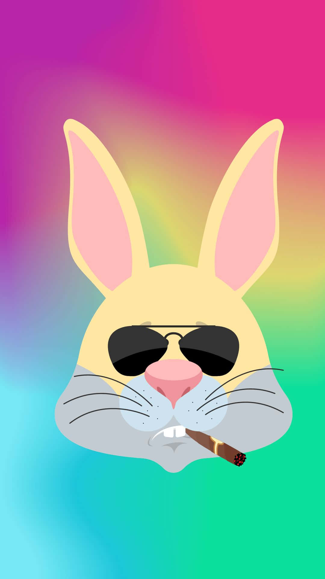 A Rabbit Wearing Sunglasses And Smoking A Cigarette On A Colorful Background
