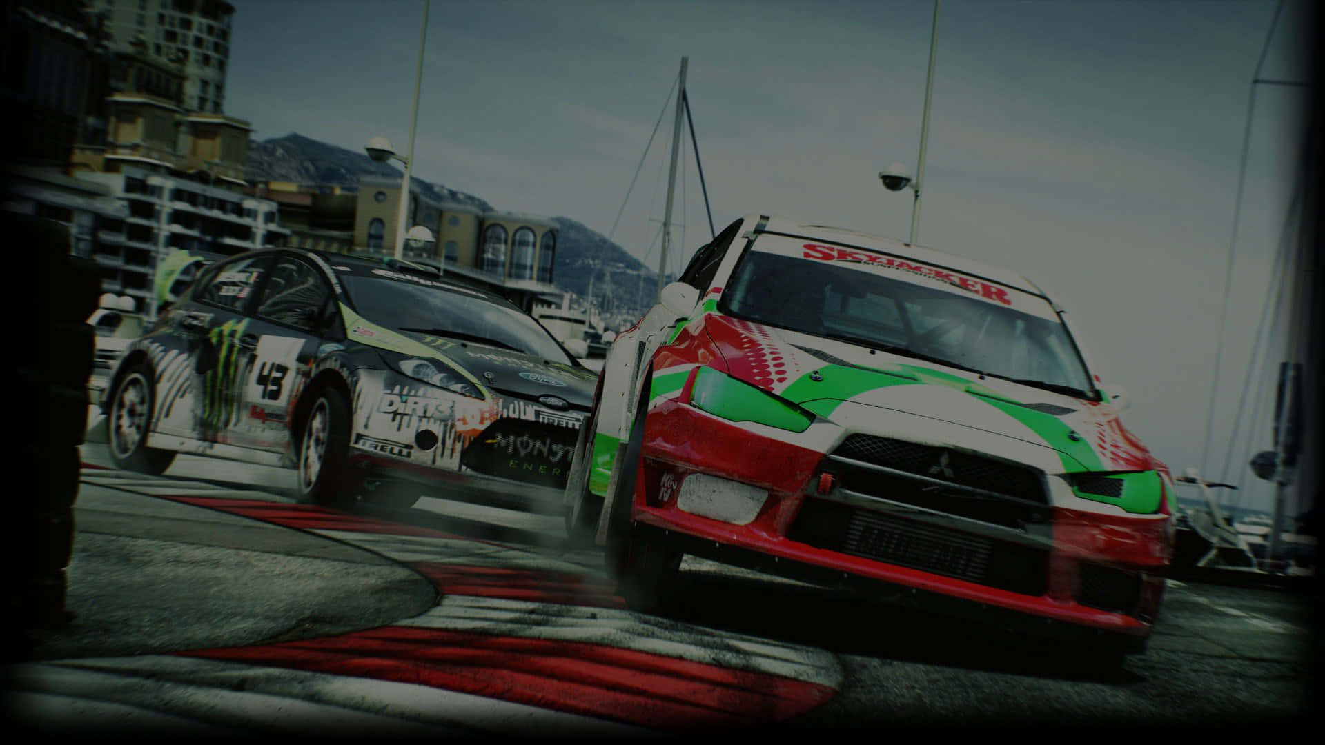 A Race Car Driving On A Track Background