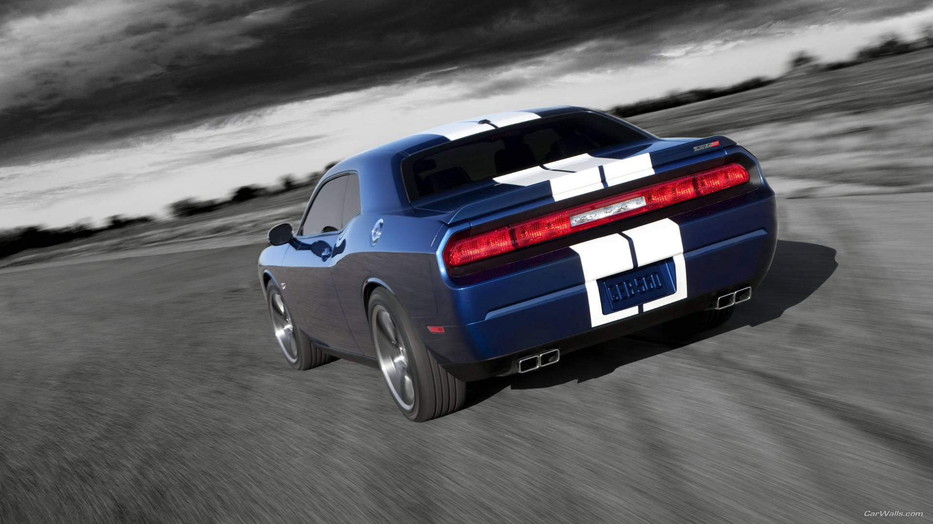 A Racing 2012 Blue Dodge Challenger Background