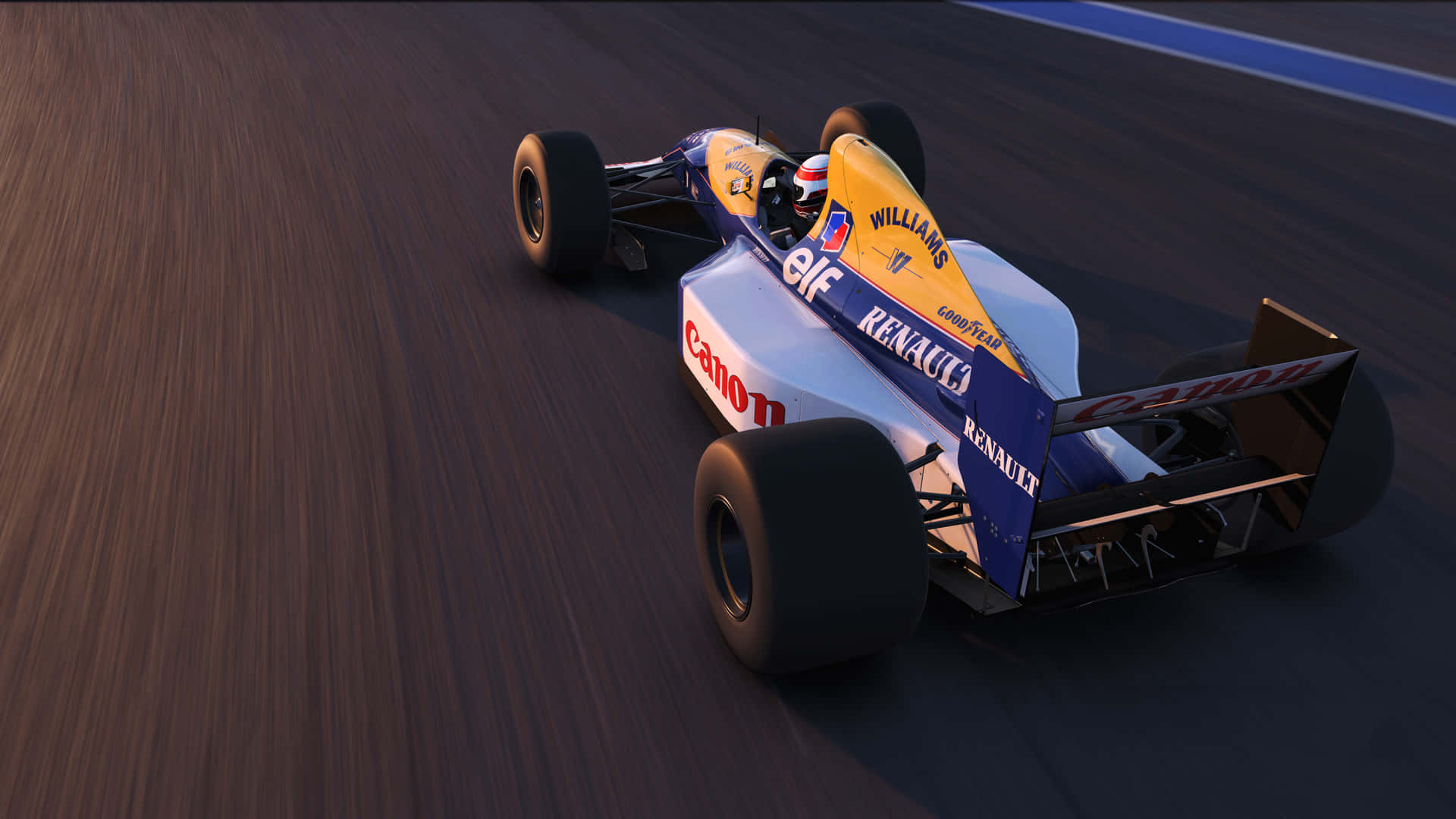 A Racing Car Driving Down A Track Background