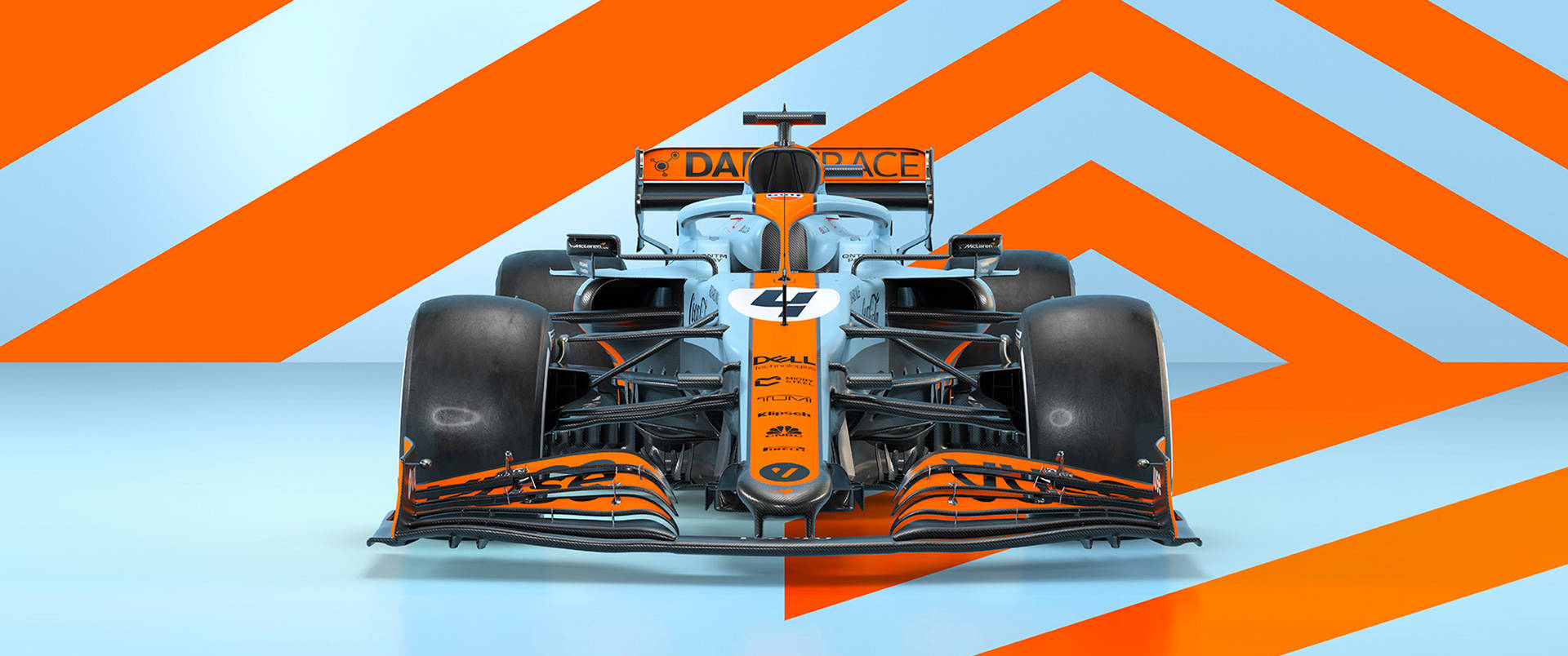 A Racing Car Is Shown On An Orange And White Background Background