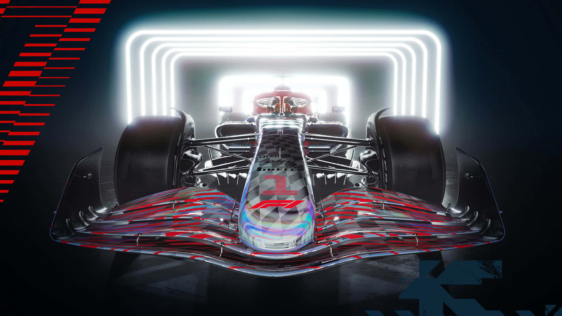 A Racing Car With A Red Light On It Background