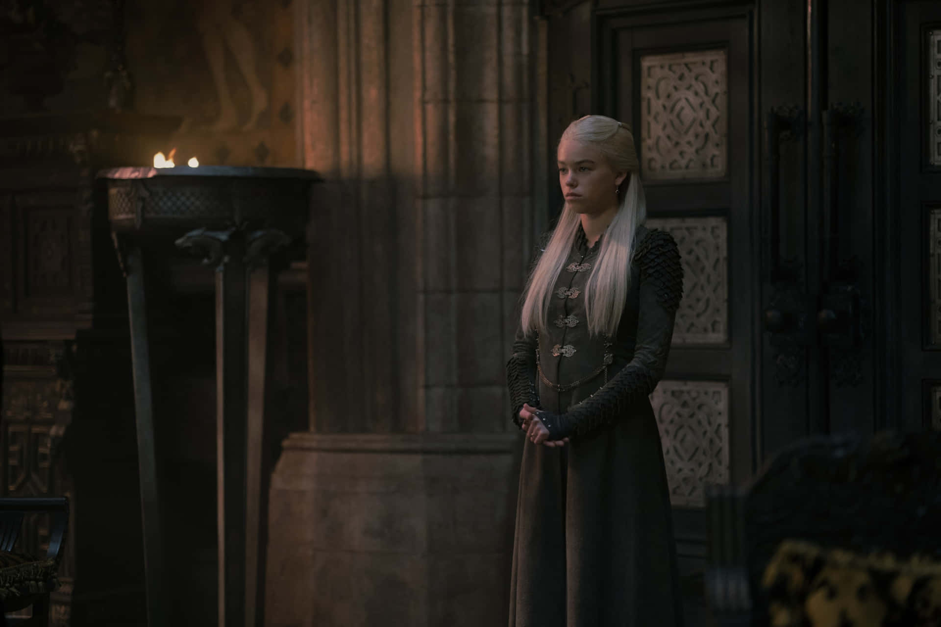 A Radiant Young Rhaenyra Targaryen In Black Dress Background