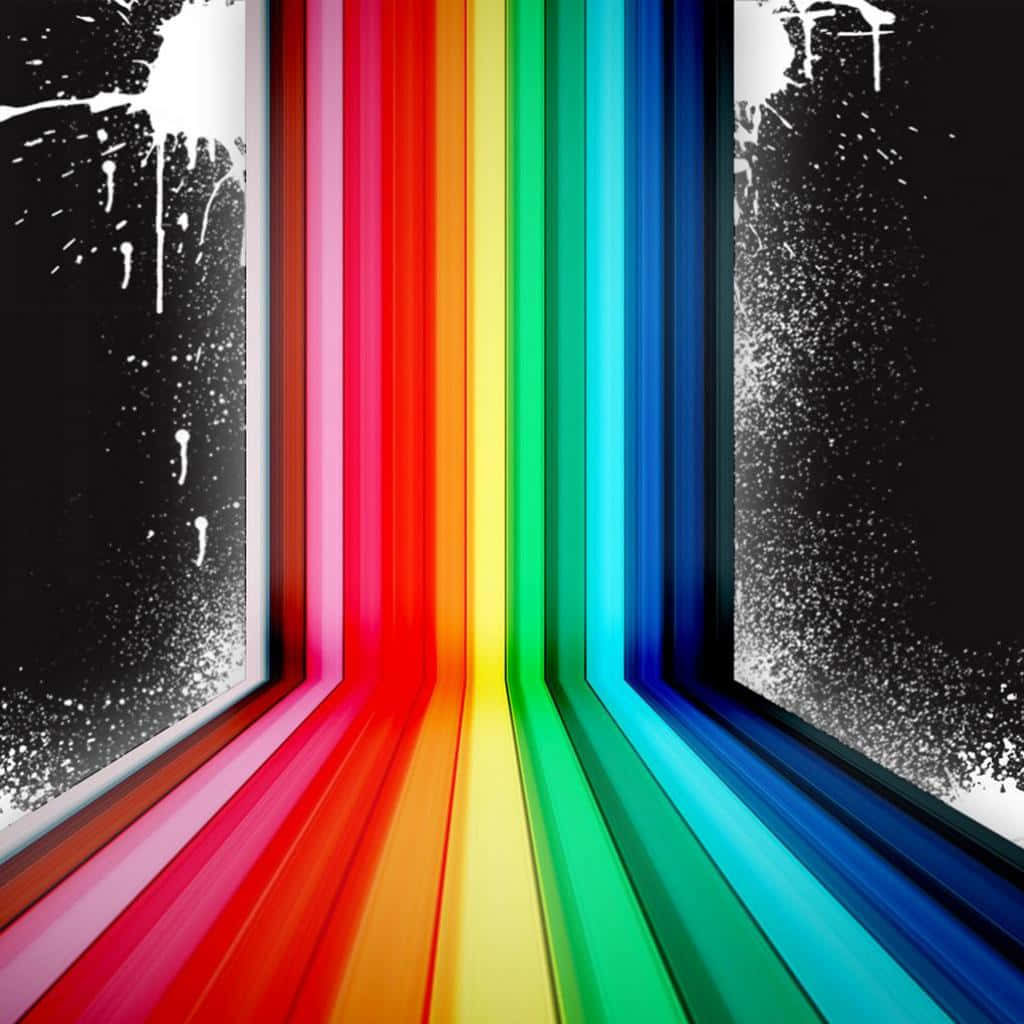 A Rainbow Colored Background With A Black Background Background