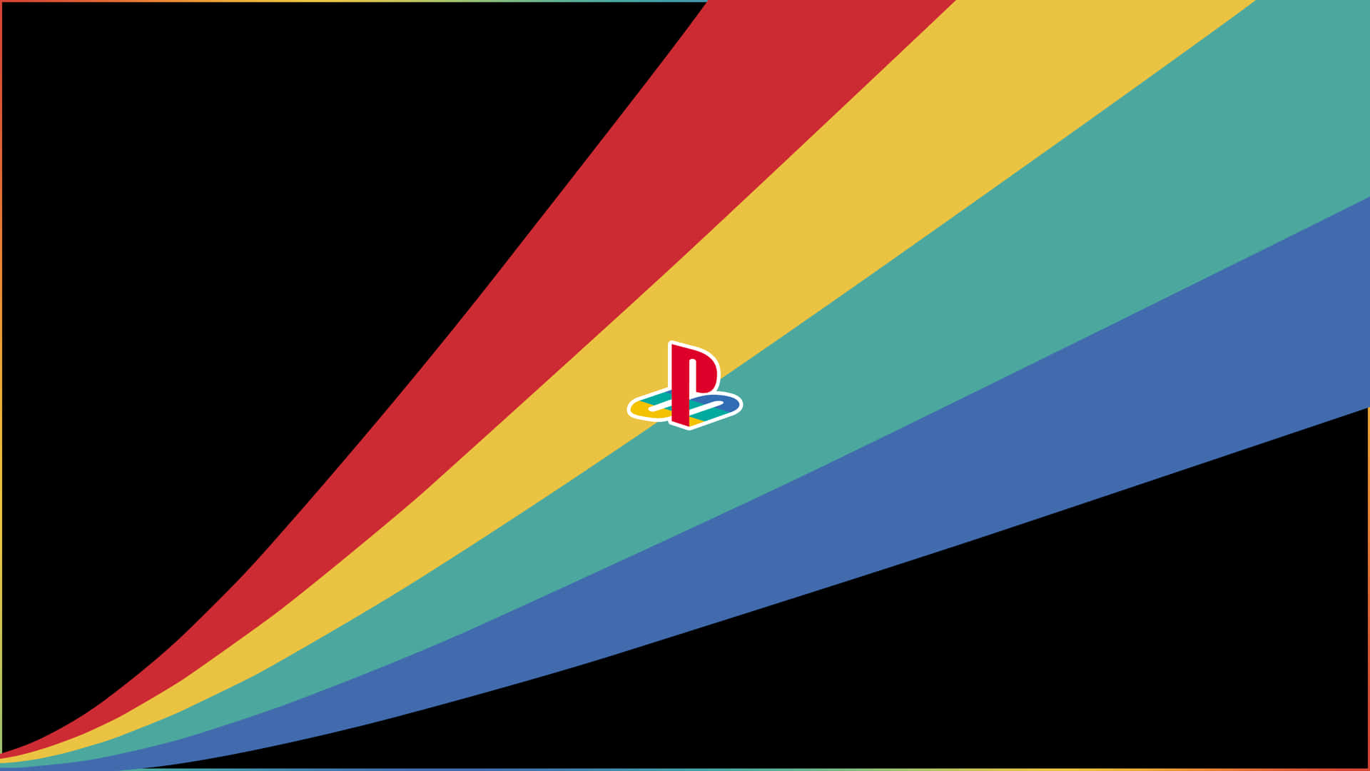 A Rainbow Colored Background With A Playstation Logo Background