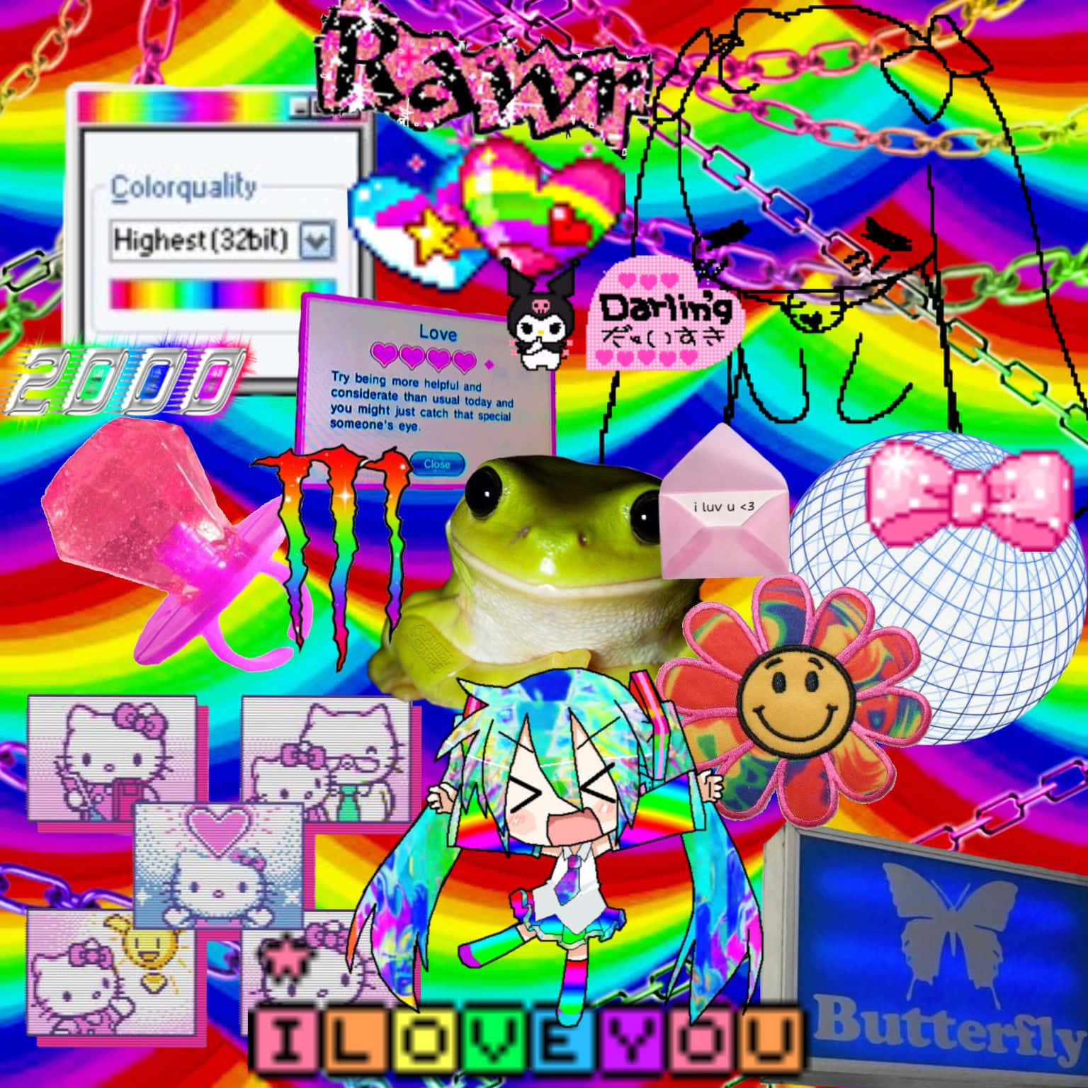 A Rainbow Colored Collage With Many Different Items Background