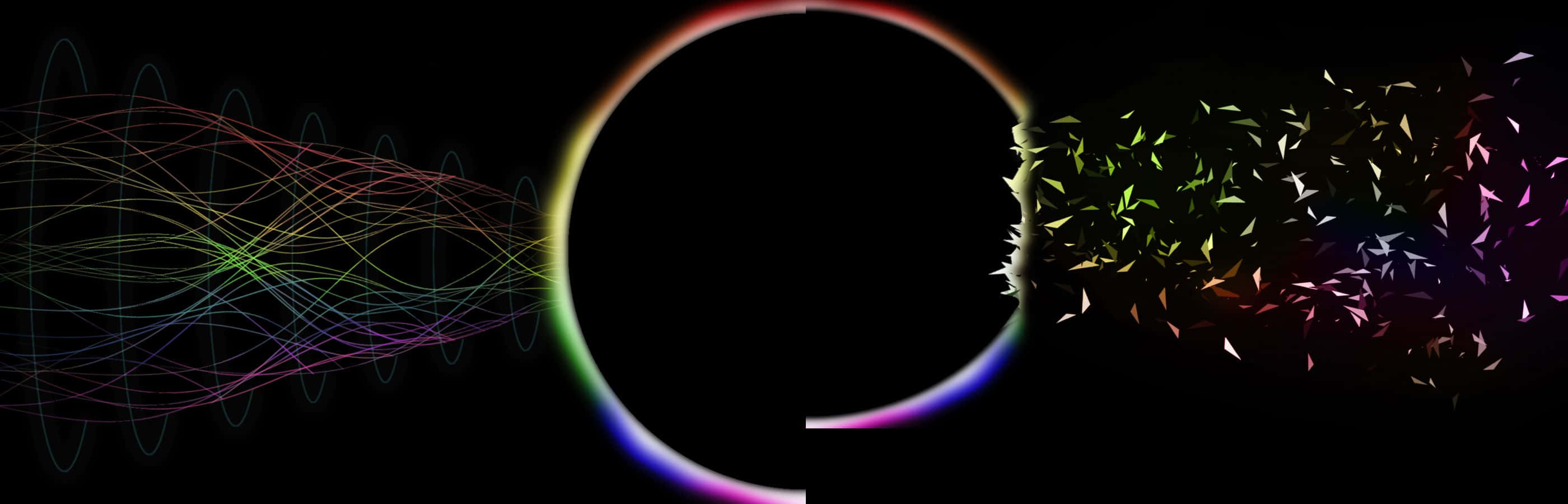 A Rainbow Colored Light Is Coming Out Of A Circular Shape Background