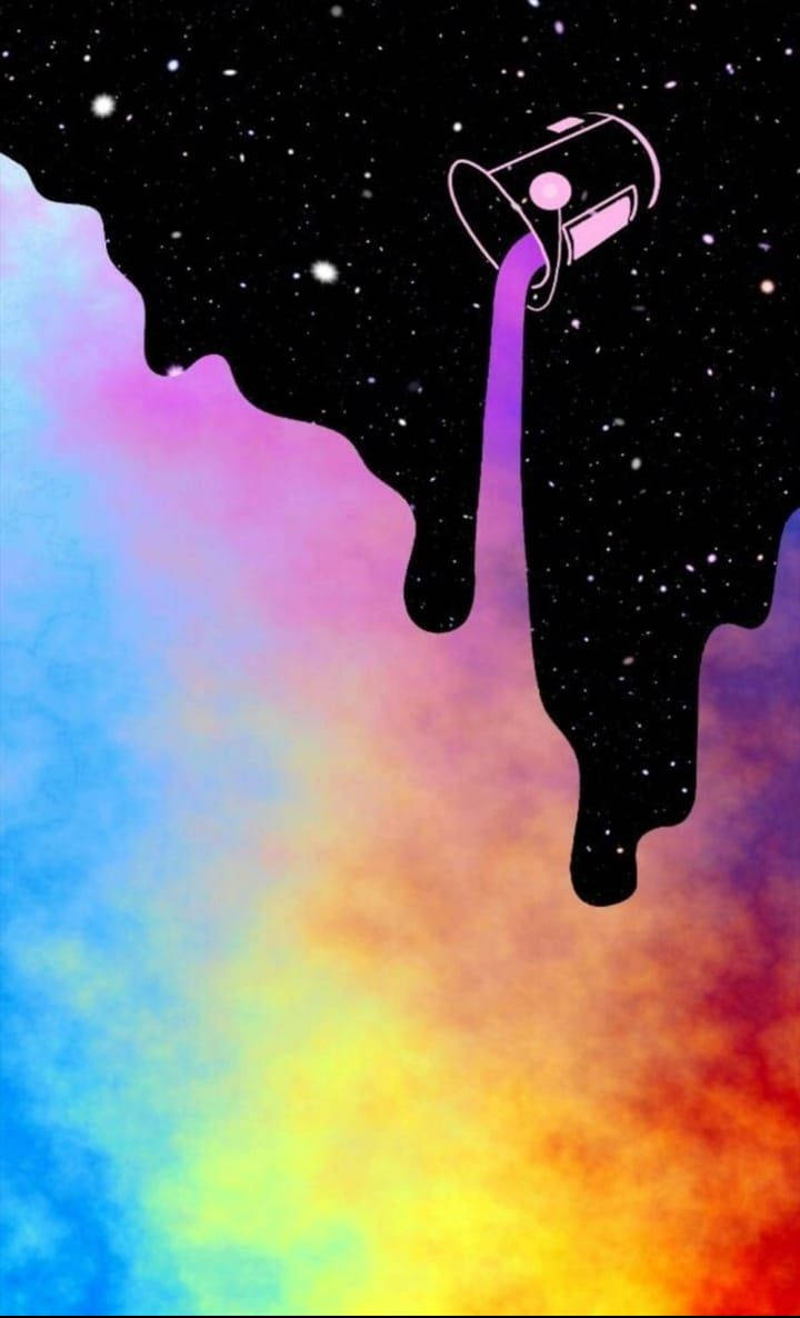 A Rainbow Colored Liquid Is Falling From The Sky Background
