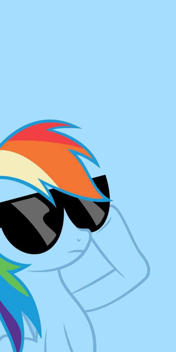 A Rainbow Dash With Sunglasses On Her Face Background