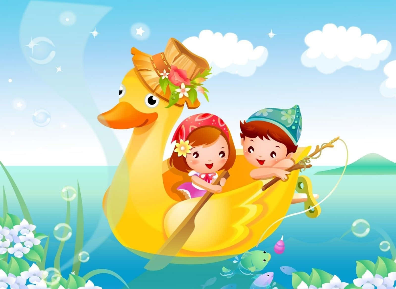 A Rainbow Of Cartoon Characters Background