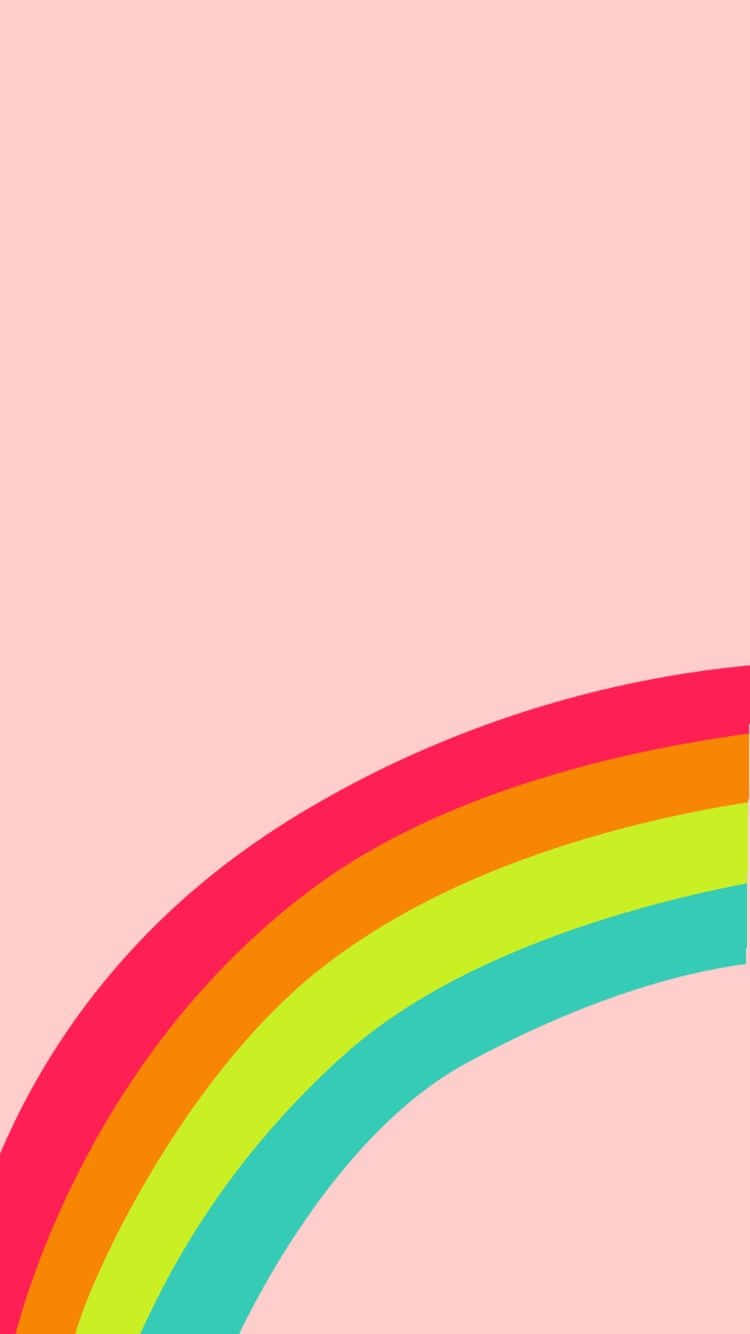 A Rainbow On A Pink Background Background