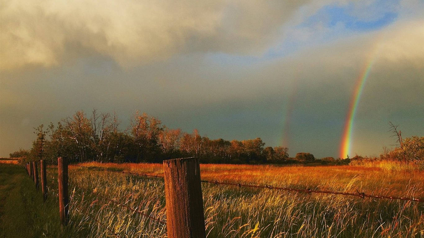 A Rainbow Spreading Over Kansas Background