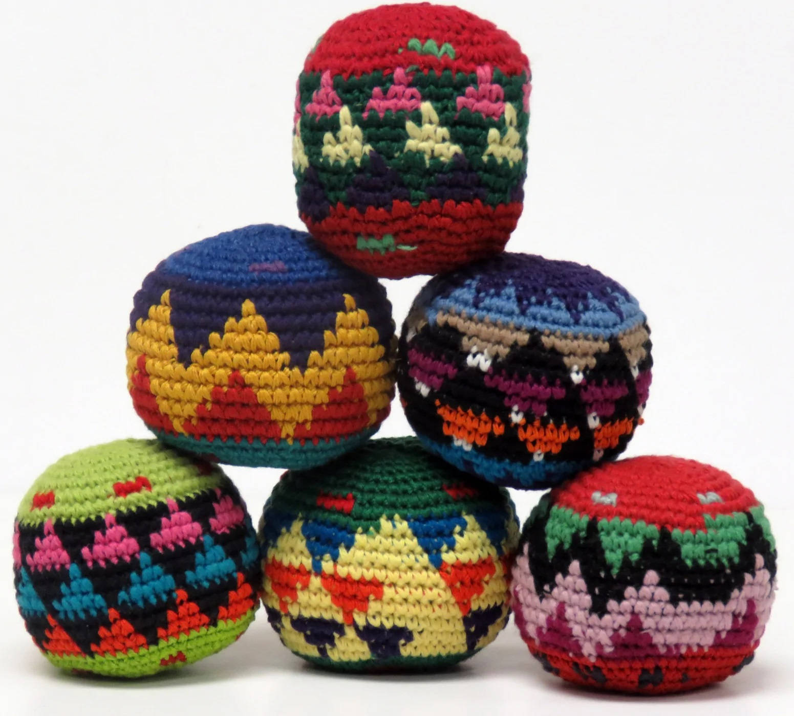 A Rainbow-themed Crocheted Hacky Sack Background