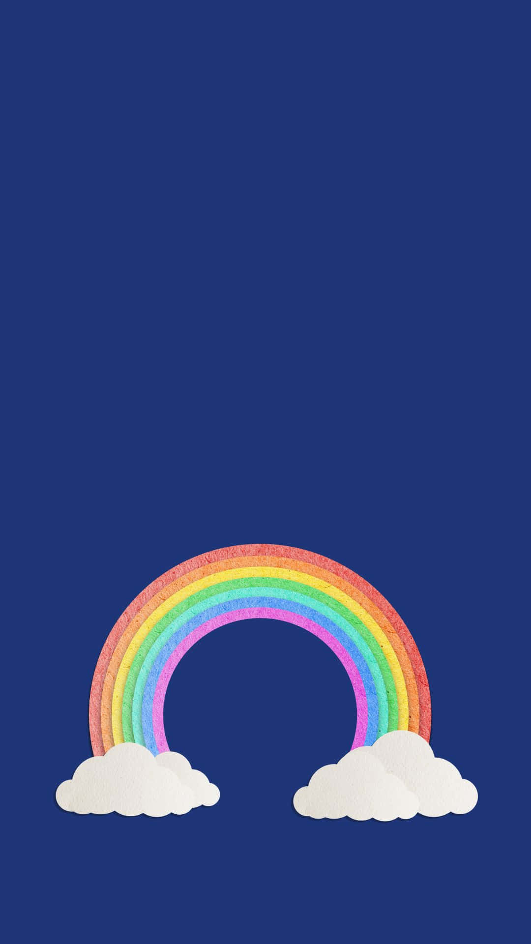 A Rainbow With Clouds On A Blue Background Background