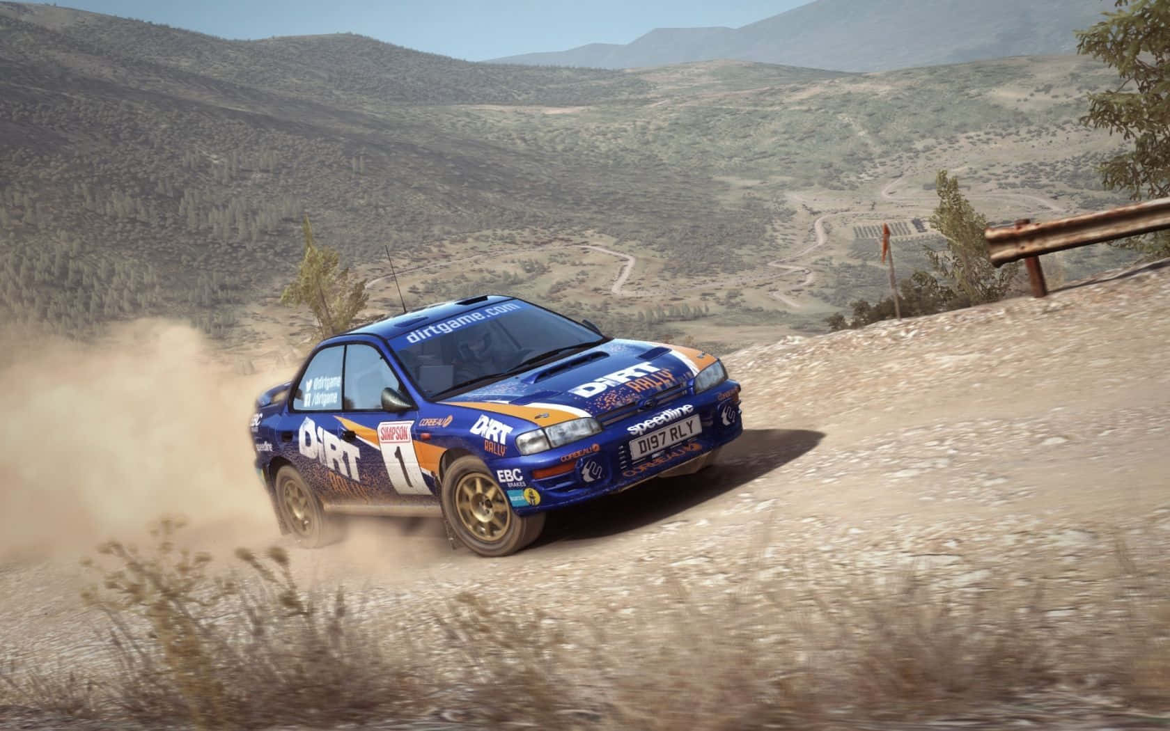A Rally Car Driving On A Dirt Road Background