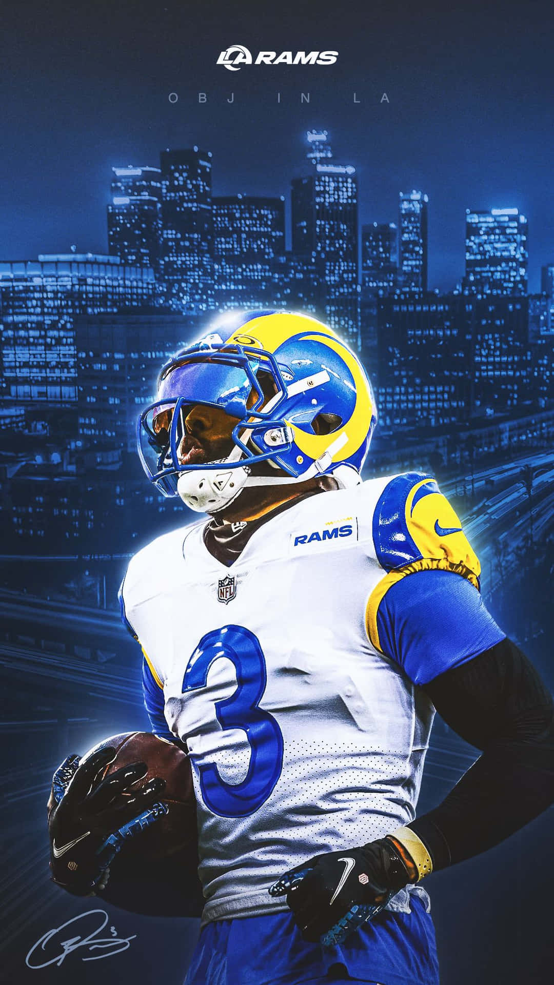 A Rams Player In A Blue Uniform Background