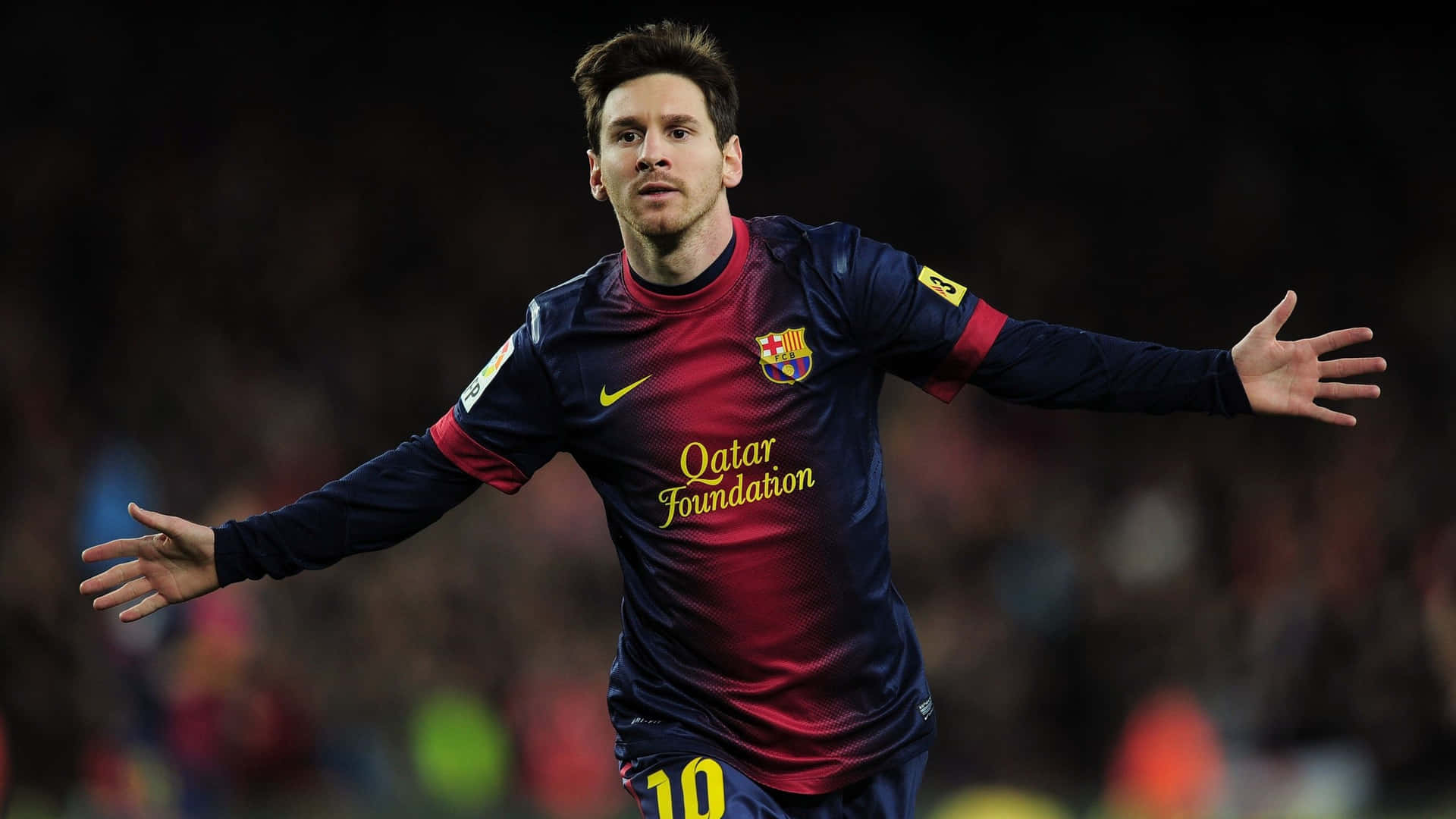 A Rare Cool Shot Of Lionel Messi Mid-game. Background