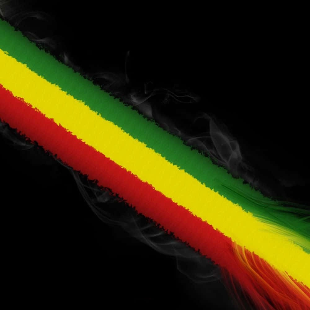 A Rasta Flag With Smoke On A Black Background Background