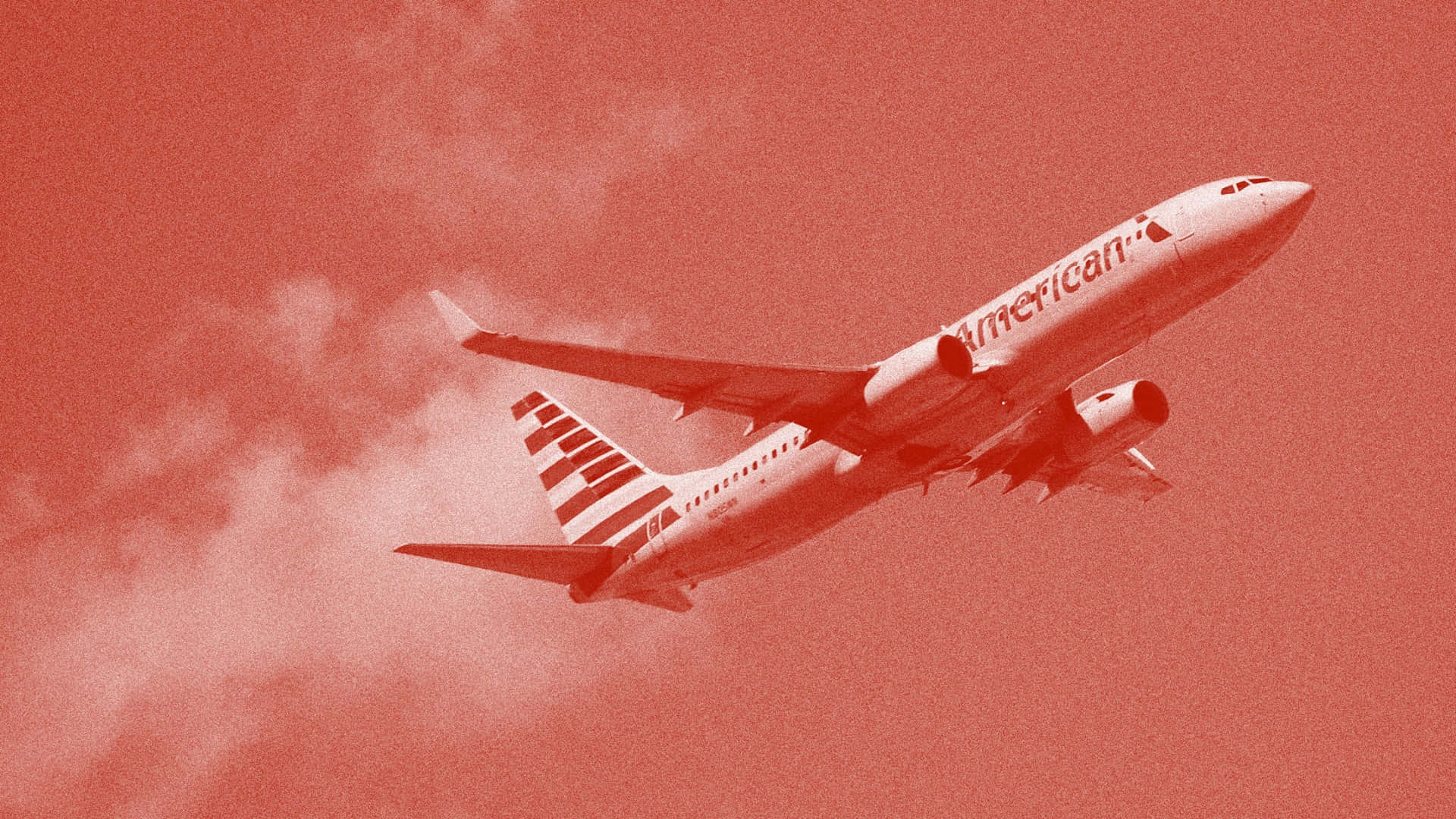 A Red Airplane Flying In The Sky Background