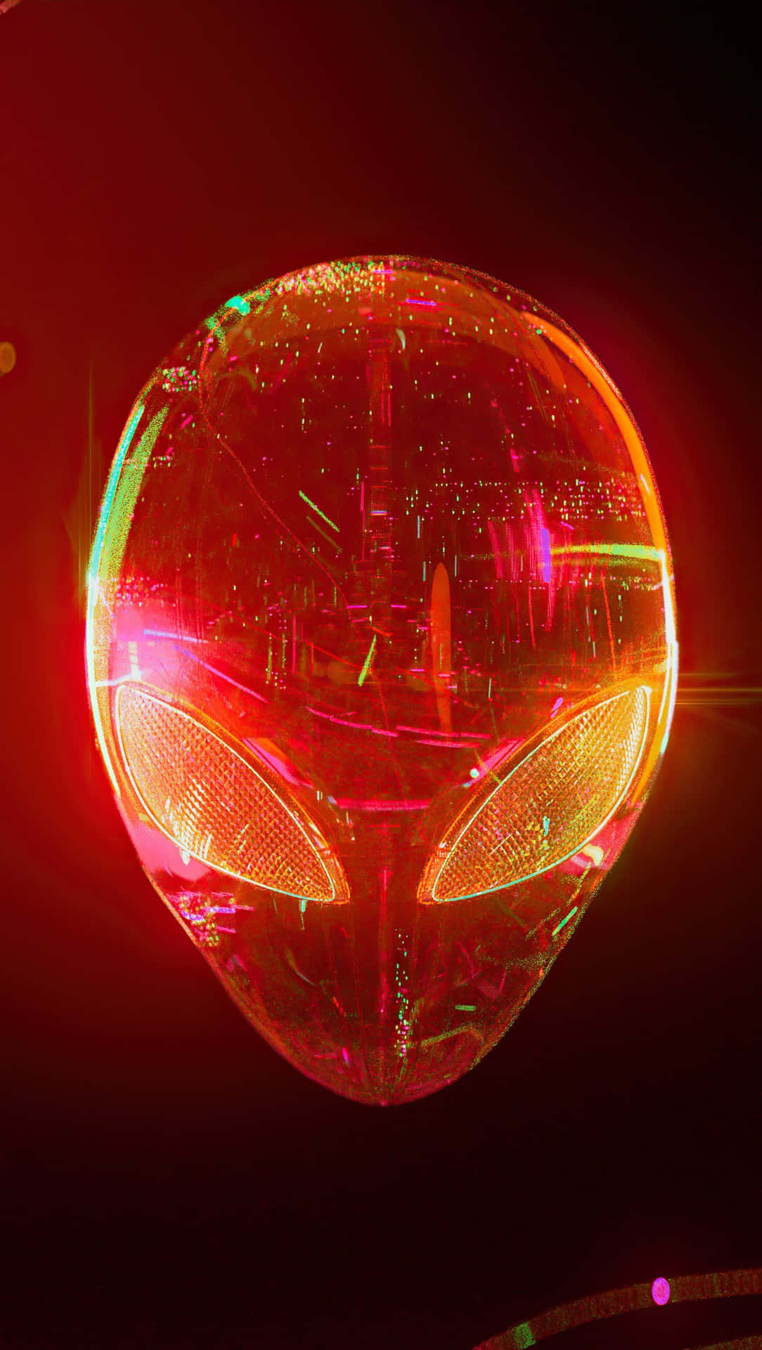 A Red Alien Head With A Red Light Background