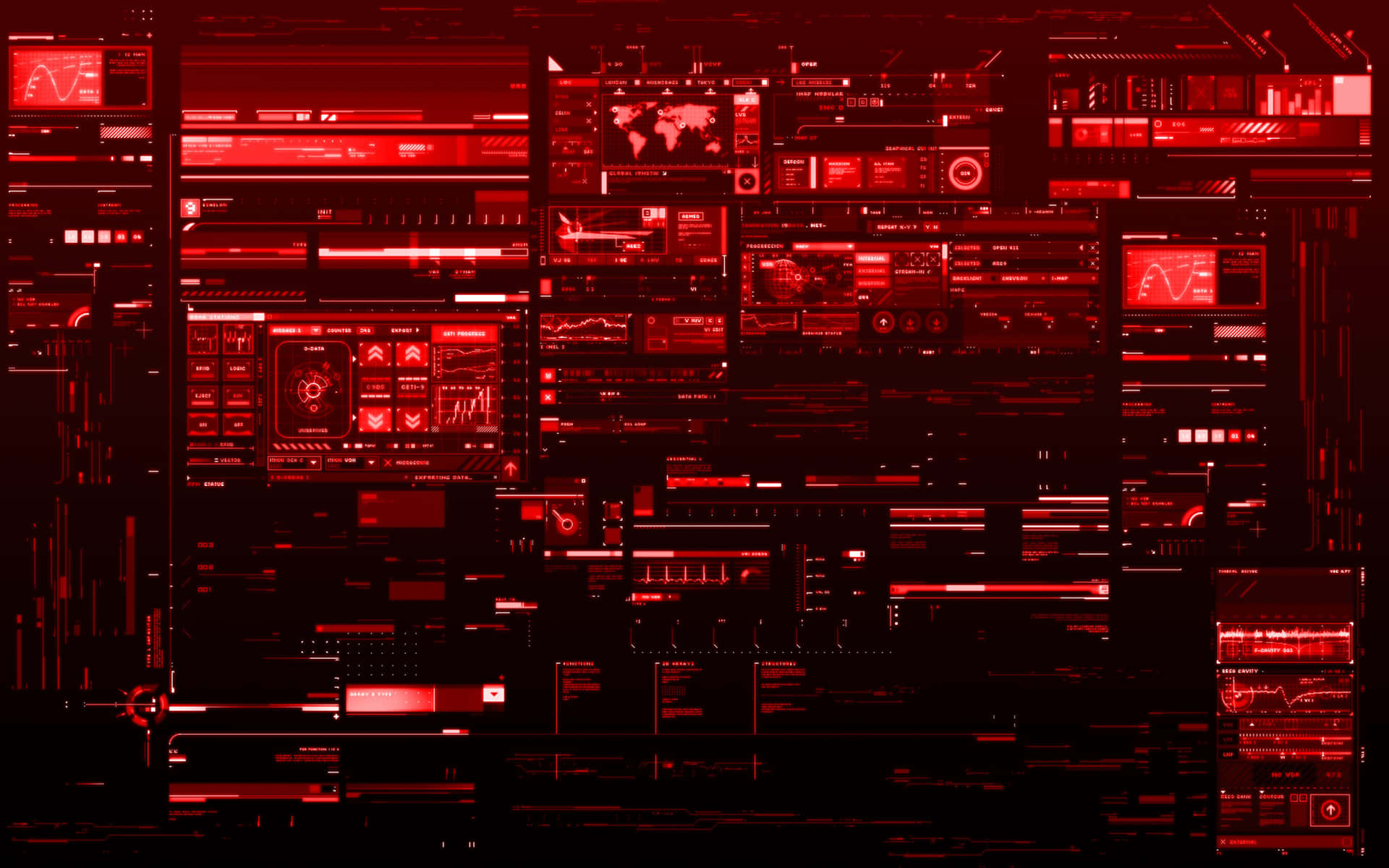 A Red And Black Background With Many Different Types Of Screens Background