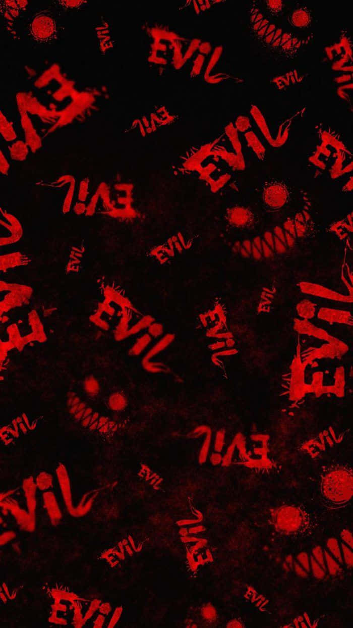 A Red And Black Background With Many Evil Words Background