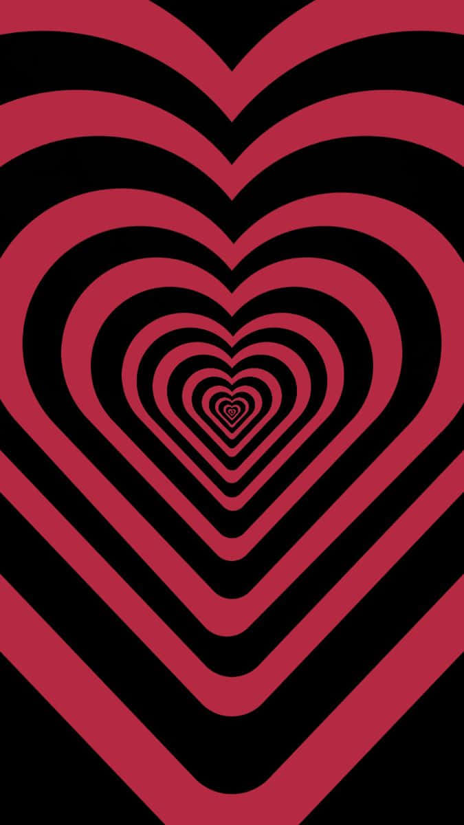 A Red And Black Heart Shaped Pattern On A Black Background Background