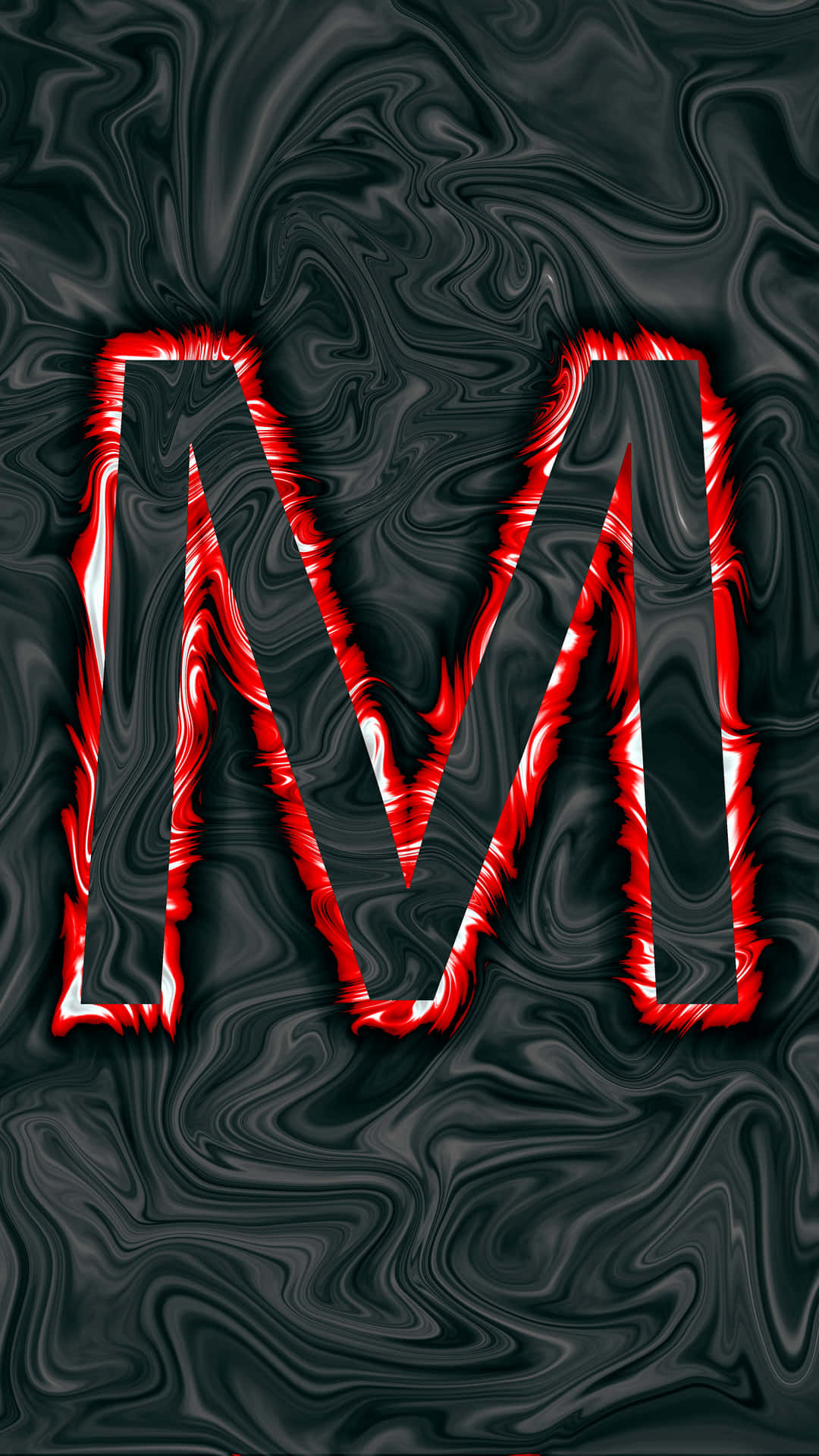 A Red And Black Letter M On A Black Background Background