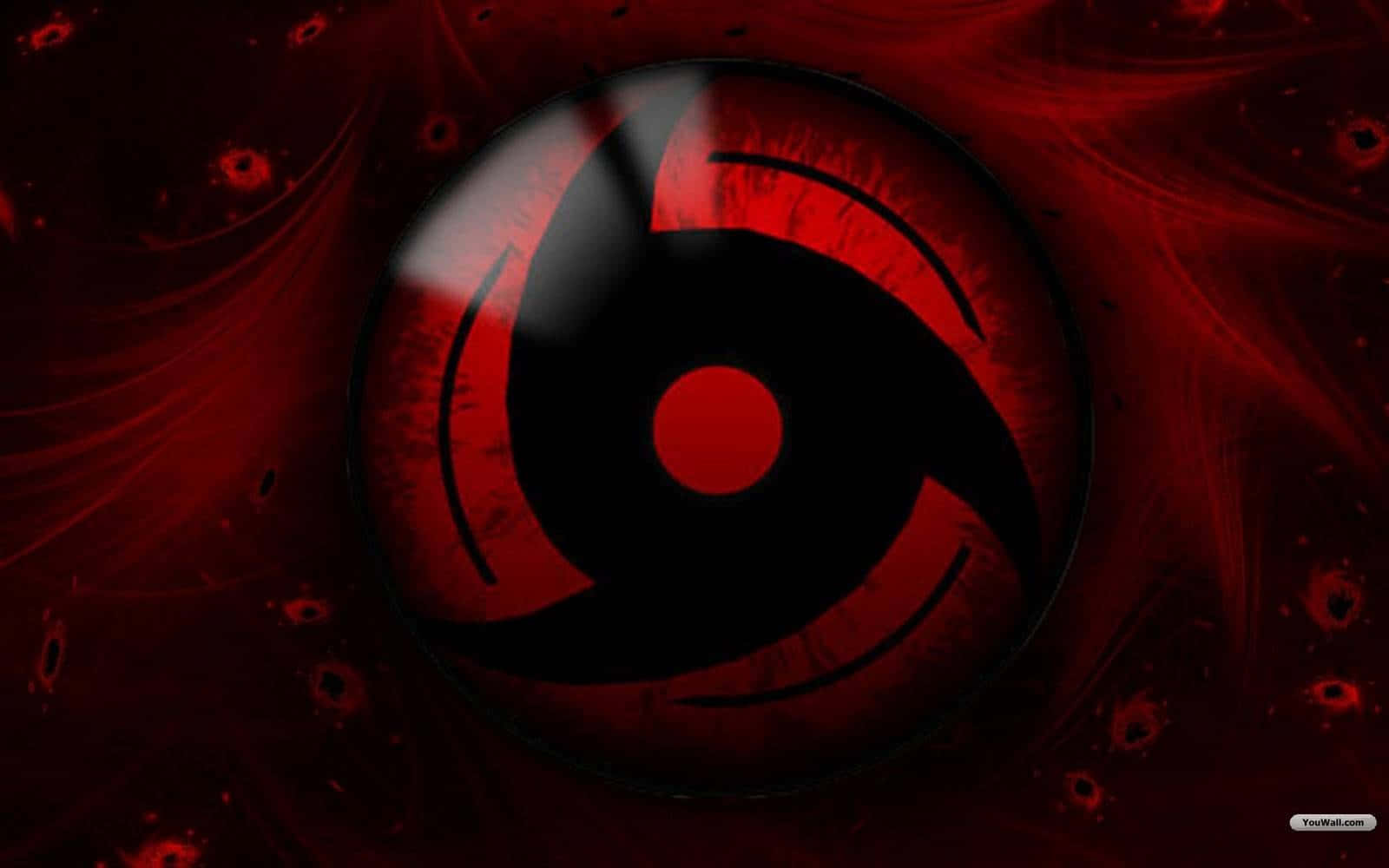 A Red And Black Logo With A Black Circle Background