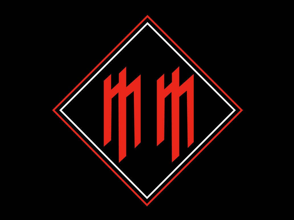 A Red And Black Logo With The Letter M