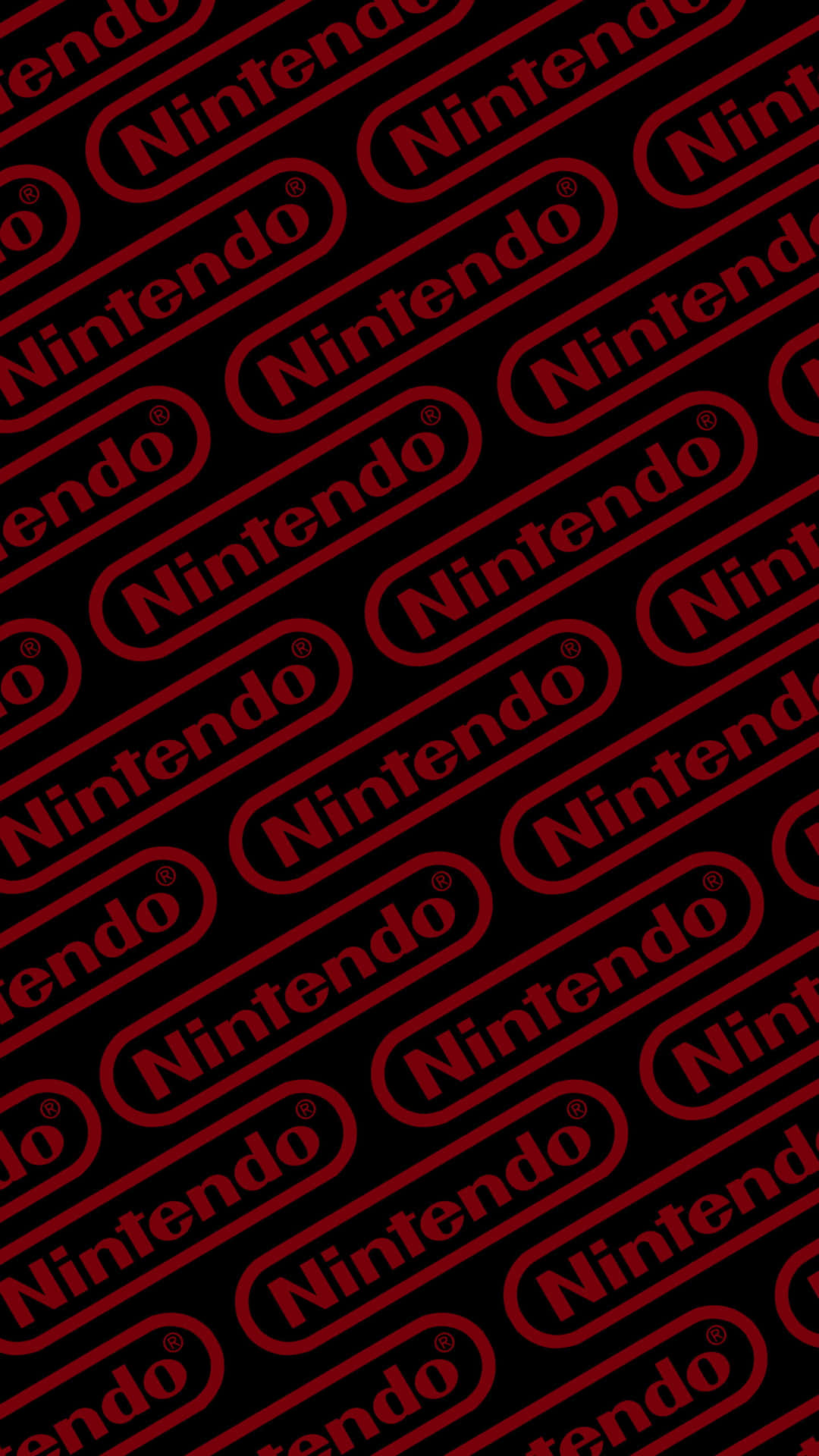 A Red And Black Nintendo Logo On A Black Background Background