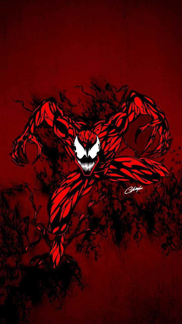 A Red And Black Venom - Man Is Flying In The Air