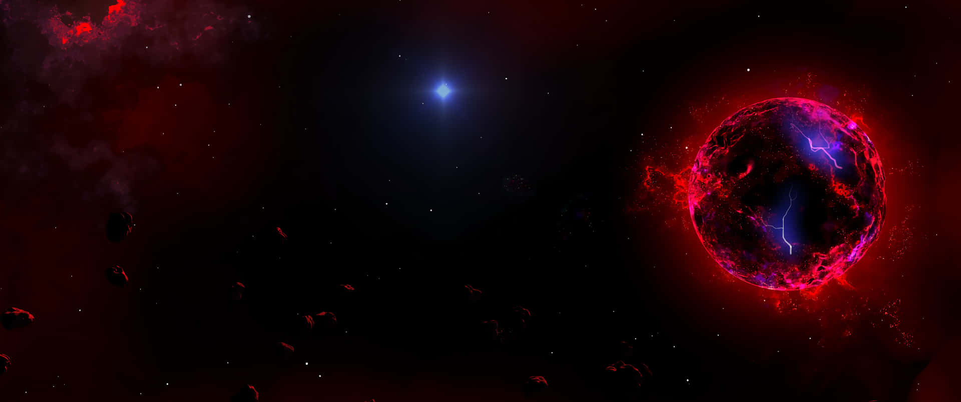 A Red And Blue Space Background With A Red Star Background