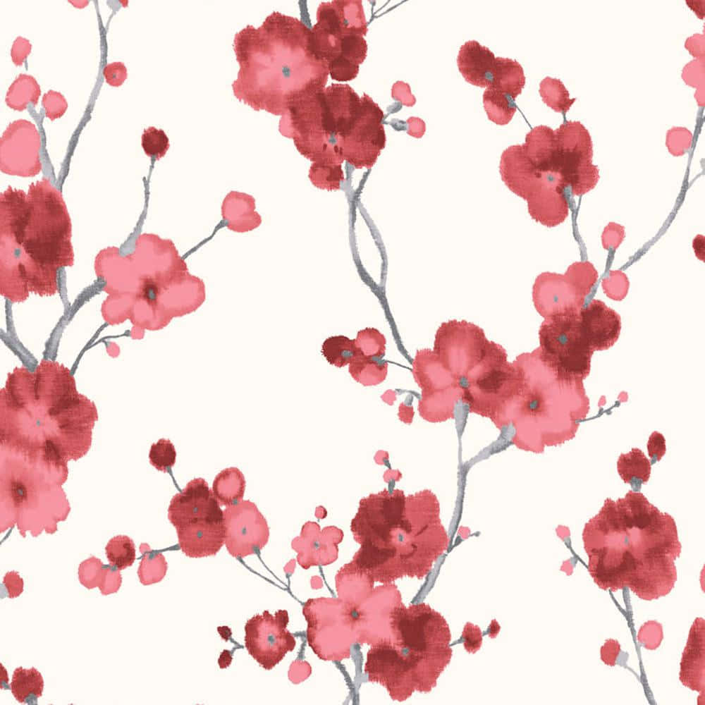 A Red And Gray Floral Wallpaper