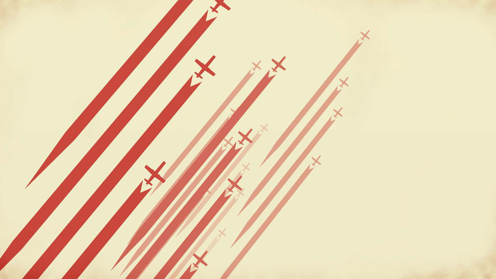 A Red And White Airplane Flying In The Sky Background