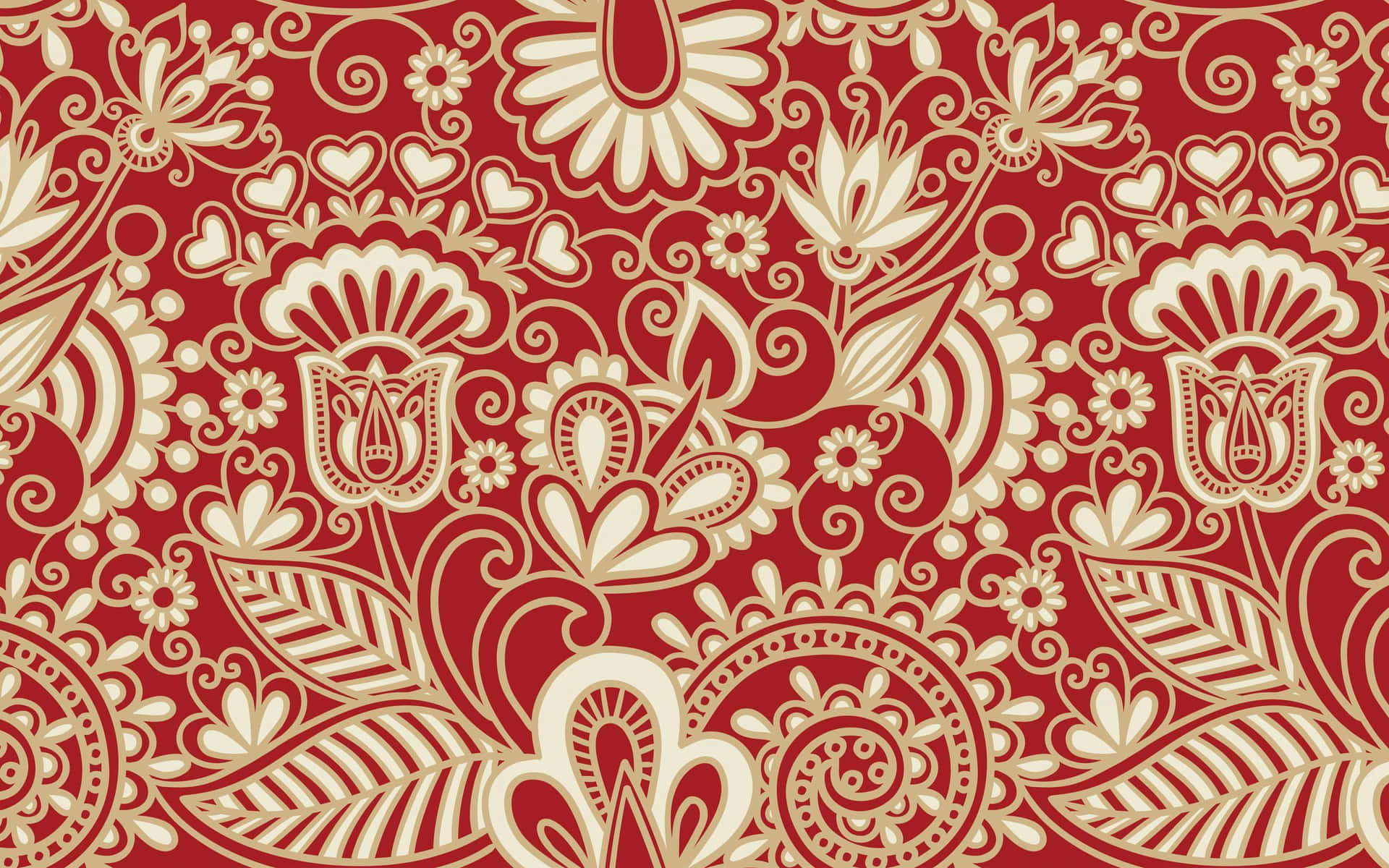 A Red And White Floral Pattern Background