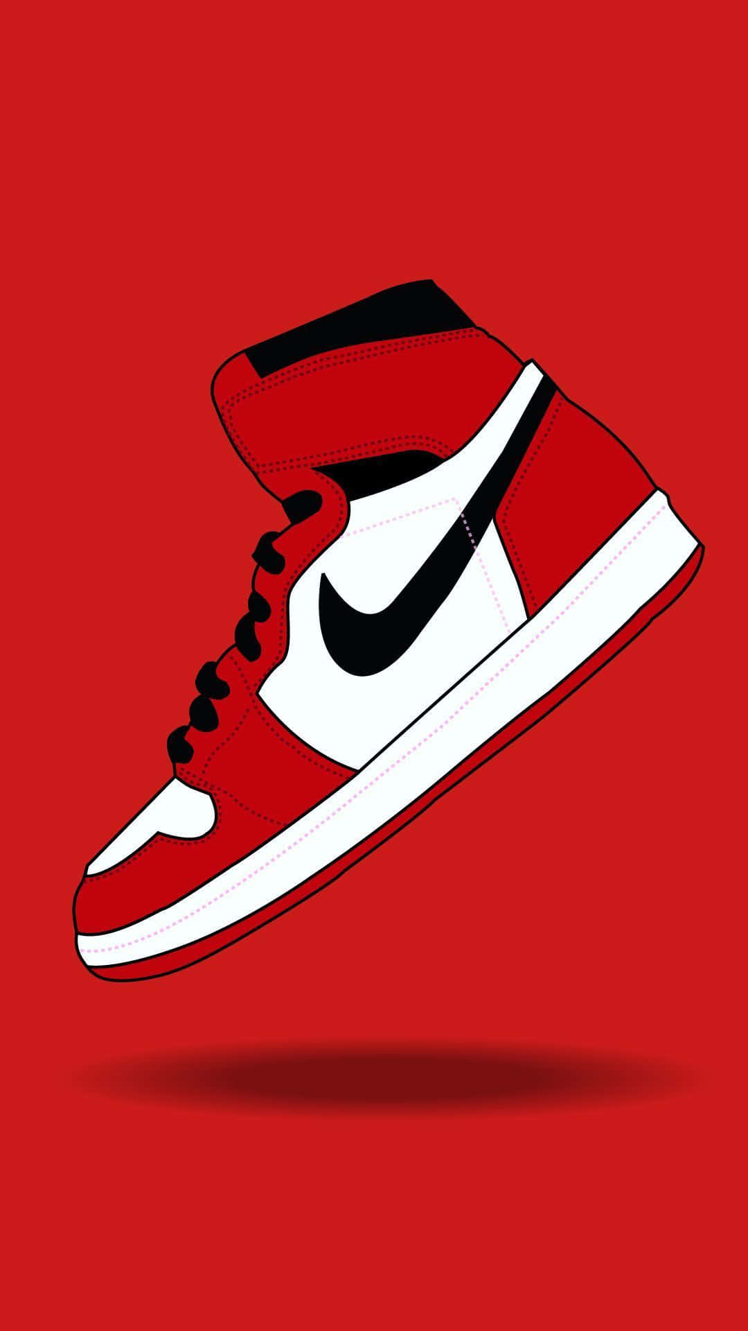 A Red And White Nike Sneaker On A Red Background Background