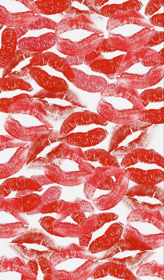 A Red And White Painting Of Lips Background