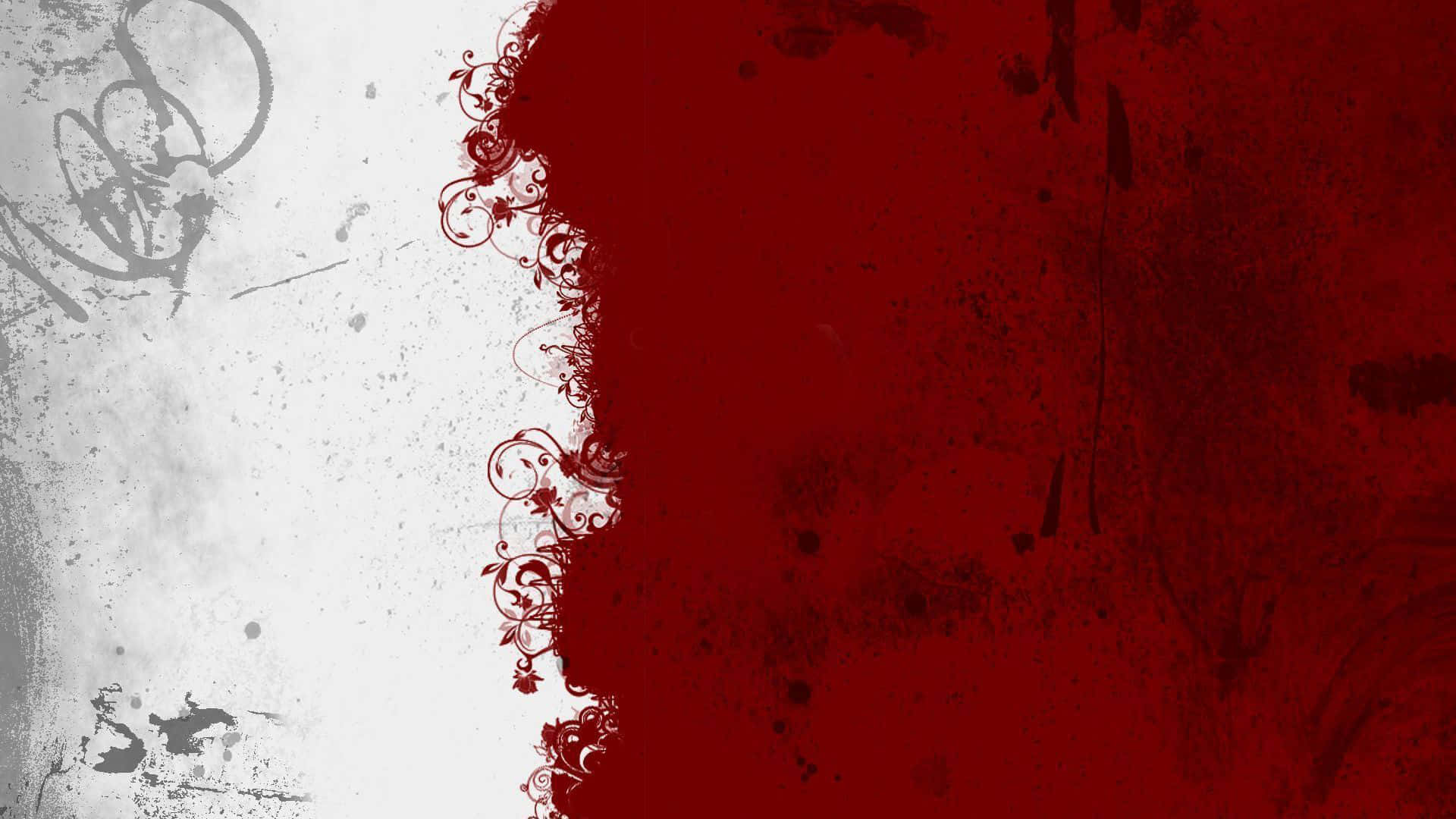 A Red And White Painting With A Black Background