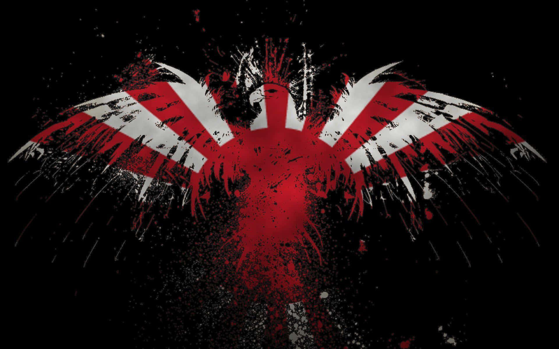 A Red And White Wing With A Japanese Flag On It Background