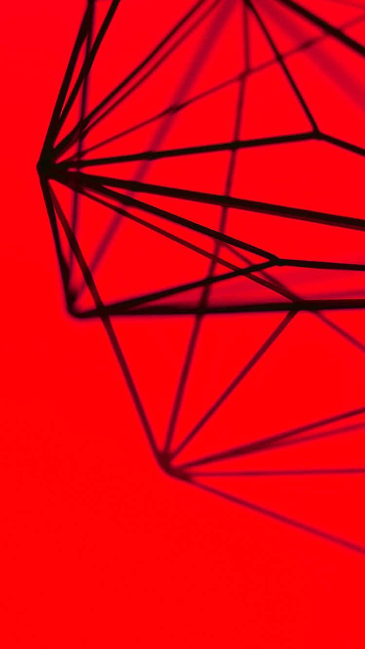 A Red Background With A Black And White Geometric Shape Background