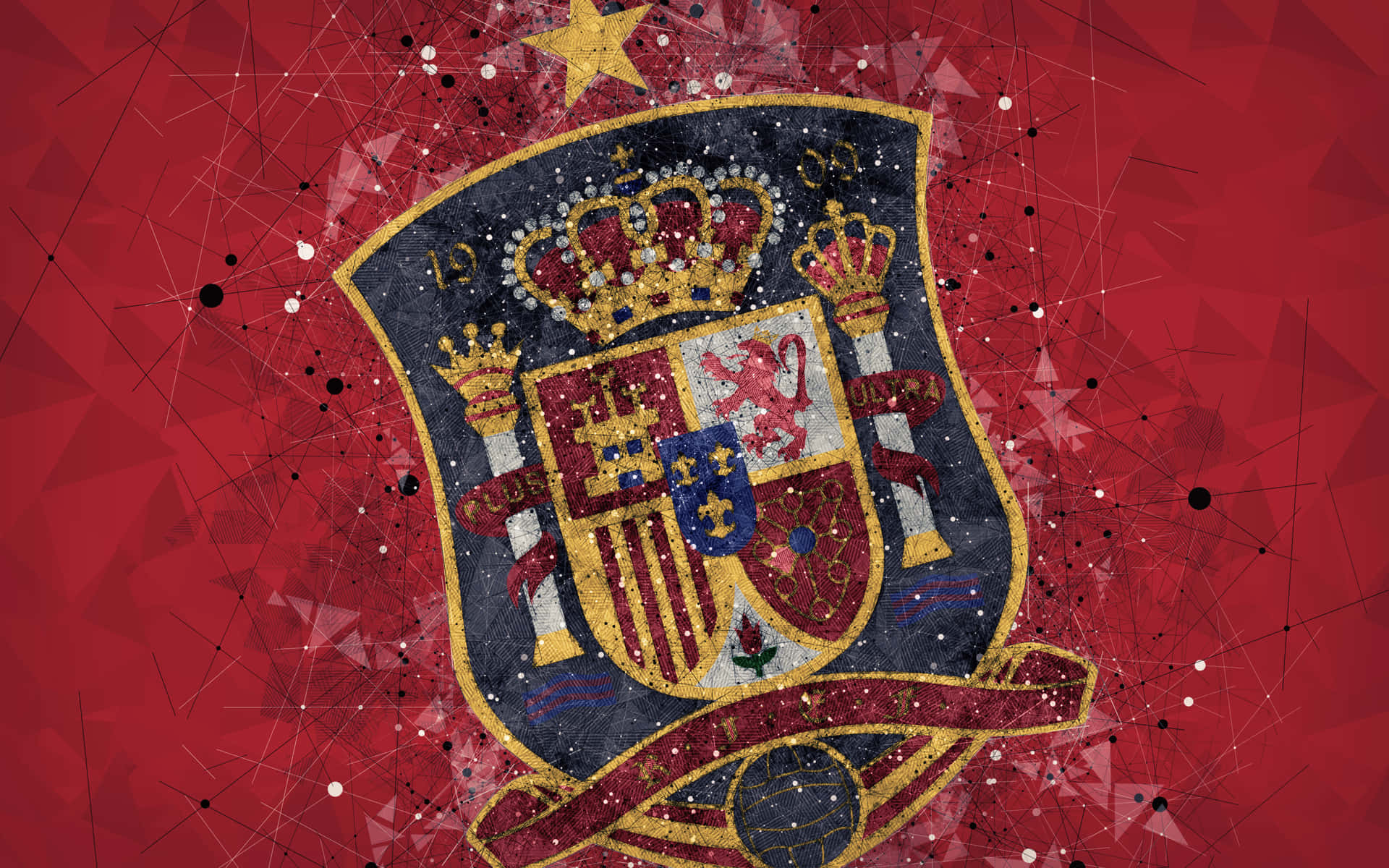 A Red Background With A Coat Of Arms Of Spain Background