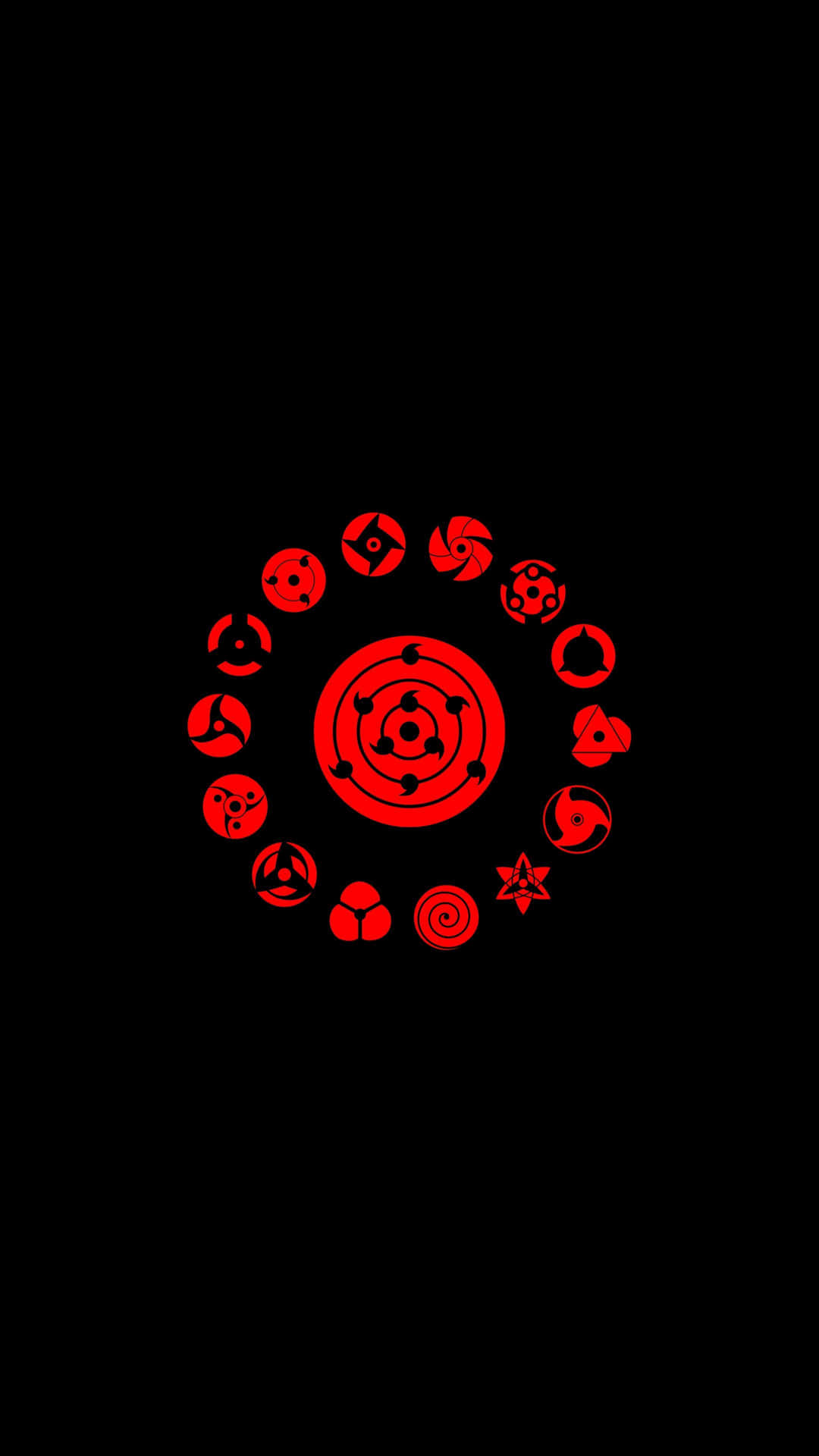 A Red Circle With Various Symbols On It Background